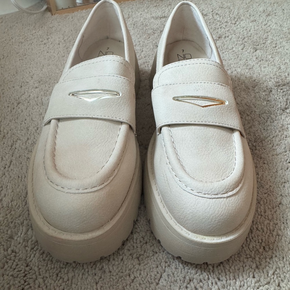 No Boundaries Cream Mules with Gold Accent